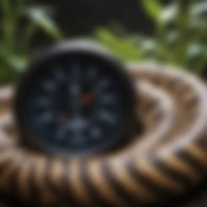 Temperature gauge in a reptile habitat