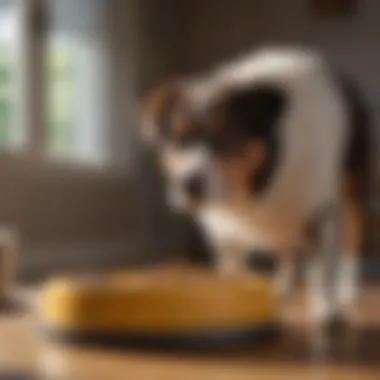 Close-up of dog's improved posture with adjustable raised feeder