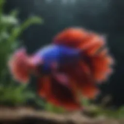Colorful Betta Fish Swimming in Aquarium