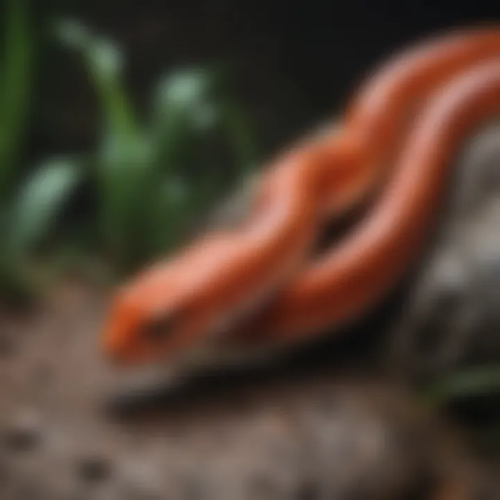 Colorful Corn Snake slithering on a rock