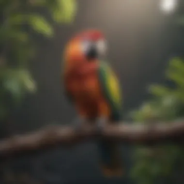 Colorful Parrot Perched on Branch