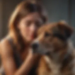 Dog Owner Comforting Seizing Dog