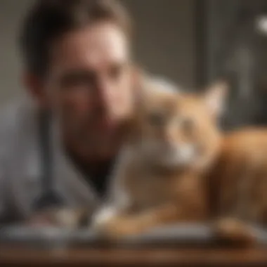 Compassionate vet administering euthanasia to a cat