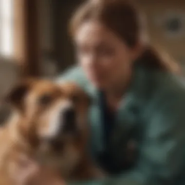 Compassionate Veterinarian comforting a dog