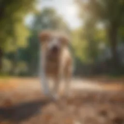 Joyful dog playing in a park