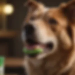 A close-up of a dog enjoying a Greenies Dental Chew