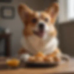 A cheerful corgi enjoying a balanced meal