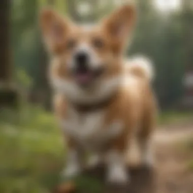 Corgi happily engaging in outdoor play