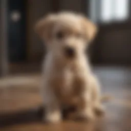 Adorable puppy sitting indoors