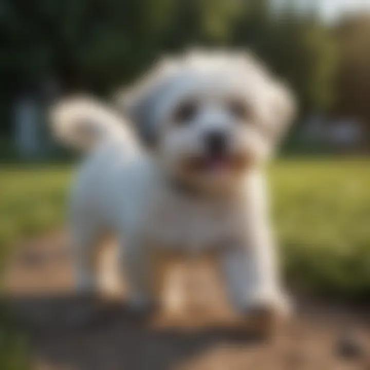 Active Havanese puppy playing fetch outdoors