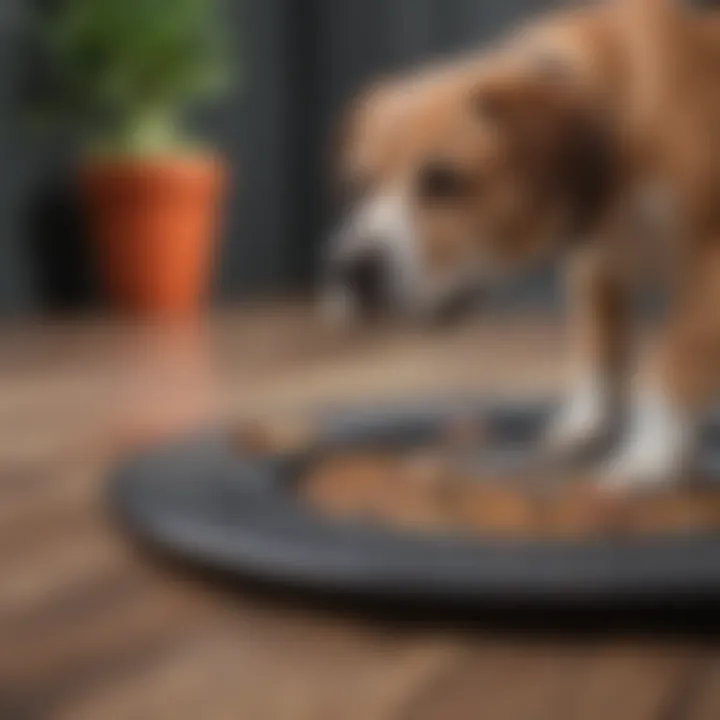 Innovative non-slip mat features for dog feeding area