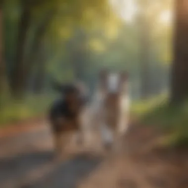 Dog enjoying a leisurely walk with its owner