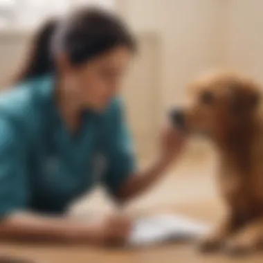 Dog owner consulting with a veterinarian