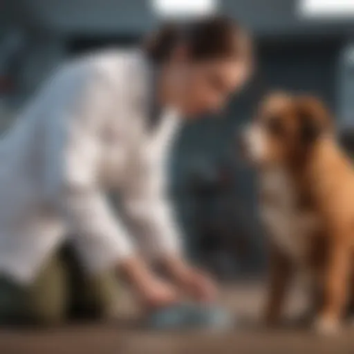 Veterinarian examining a dog