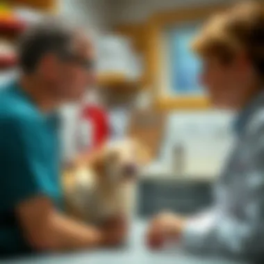 Consulting the Vet on Heartworm Care Pet owner consulting with a veterinarian about heartworm care