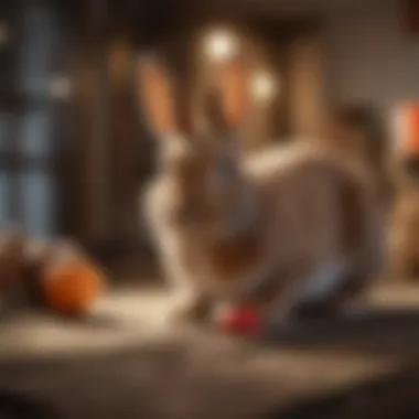 Exercise and Playtime for Indoor Rabbits Playful rabbit engaging with interactive toys