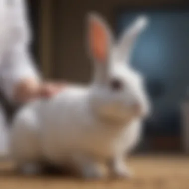 Health Care for Indoor Rabbits Veterinarian examining a rabbit for health check-up