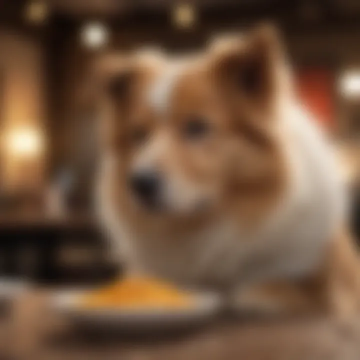 Fluffy dog enjoying a nutritious meal