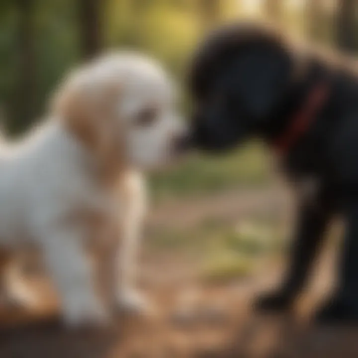 Puppy socializing with other dogs