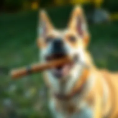 Dog Enjoying a Bully Stick Dog enjoying a bully stick
