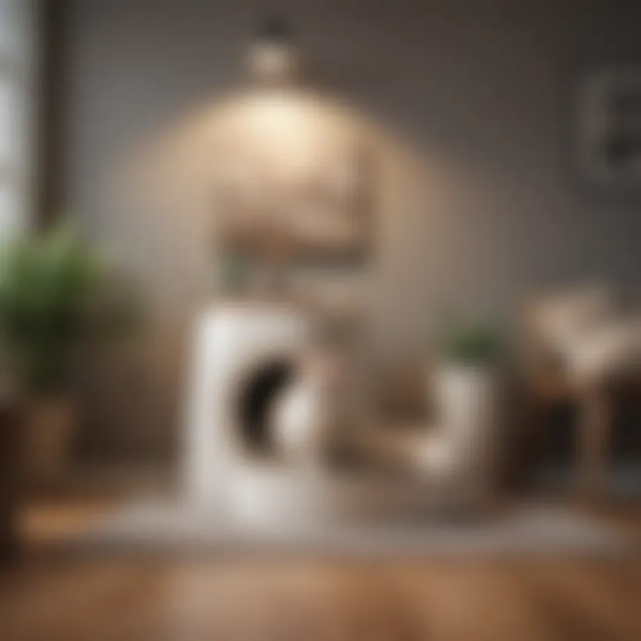 A serene space showcasing a well-placed litter box in a cozy corner