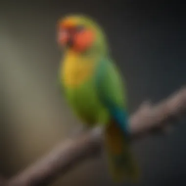 Colorful Indian Ringneck parrot perched on a branch