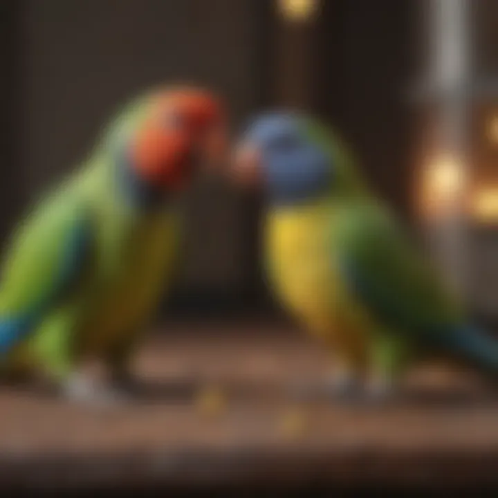 Indian Ringneck parrot interacting with a toy