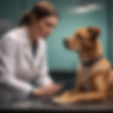 Veterinarian examining a dog for health check-up