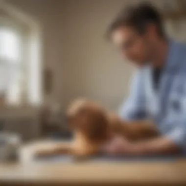 Vet explaining anti-seizure injection to pet owner