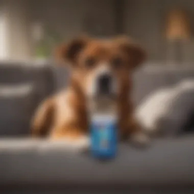 Utilizing Dog Dander Wipes A person using dog dander wipes on a pet-friendly sofa