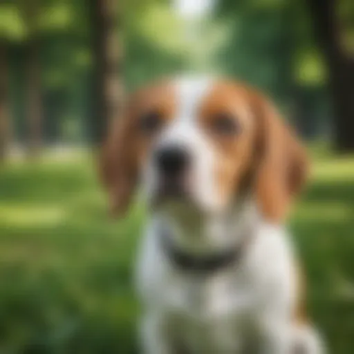 A Beagle in a lush green park, showcasing its playful nature.