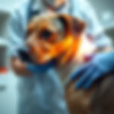 Veterinary Examination for Diagnosing Itching Veterinarian examining a dog's skin and coat for potential issues.