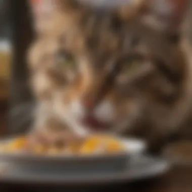 Close-up of a contented feline enjoying hypoallergenic meal