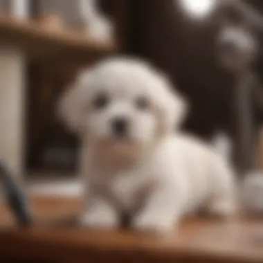 Luxurious Grooming Session Cotton Puppy Getting Pampered with Grooming