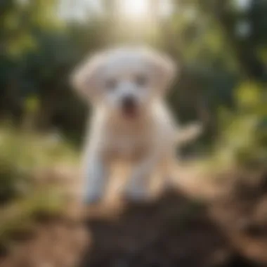 Joyful Playtime in the Sunshine Cotton Puppy Playing Fetch Outdoors
