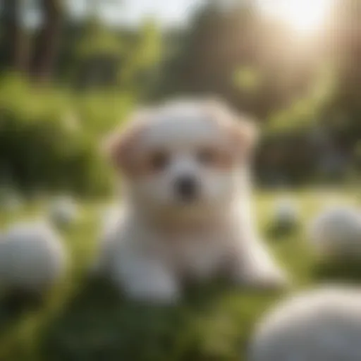 Fluffy Cotton Puppy Relaxing in Garden