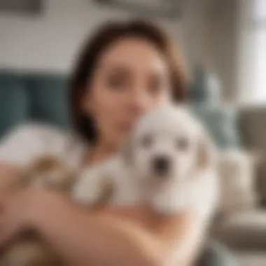 Bonding Moments on the Couch Cotton Puppy Snuggling with Owner on Sofa