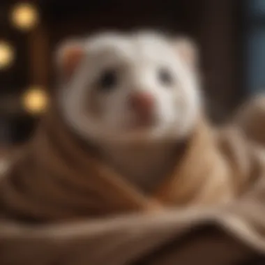 Ferret cuddled up in a cozy blanket