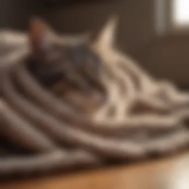 Plush Pet Blanket for Feline Comfort Cat relaxing on a soft and cozy pet blanket