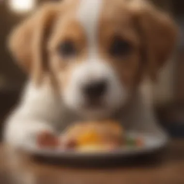 Puppy being fed a nutritious meal