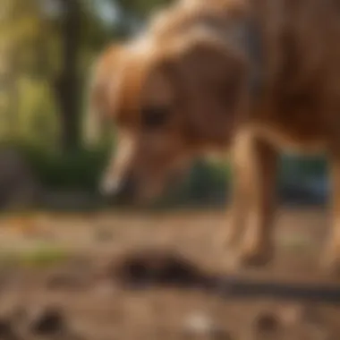 Curious dog sniffing feces