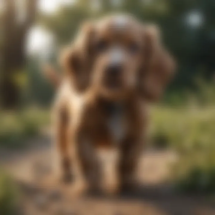 Cute Cocker Spaniel Puppy Playing Outdoors