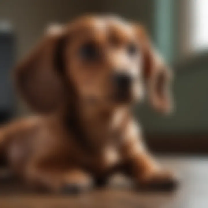 Dachshund puppy getting a gentle grooming session