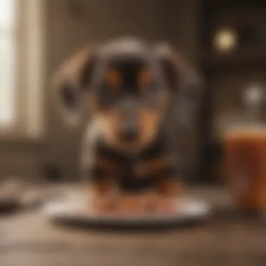 Dachshund puppy enjoying a nutritious meal