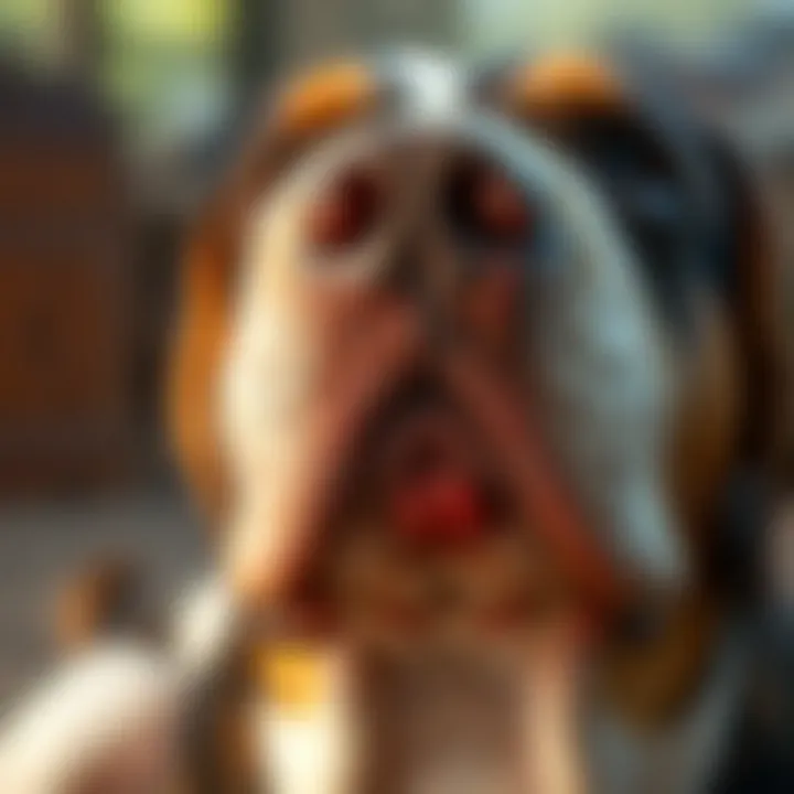 Close-up of Irritated Dog Skin Close-up of a dog's skin with irritation