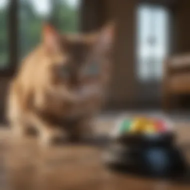 Cat playing with interactive toys