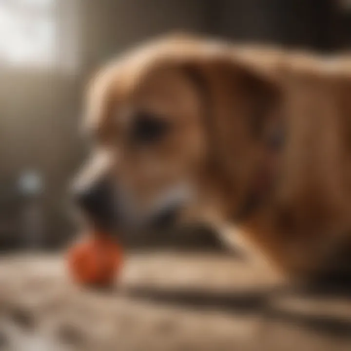 Dog playing with interactive toy