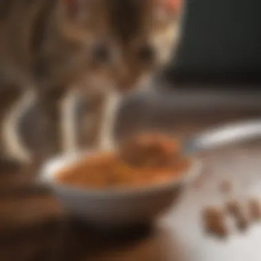 Measuring spoon filled with kitten food