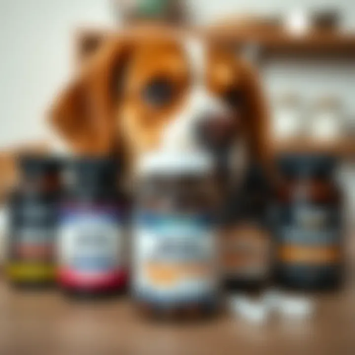 Variety of Iron Supplements Available for Dogs Different types of iron supplements in bottles