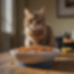 A luxurious bowl filled with moist cat food, showcasing ingredients rich in nutrients.